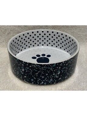 Petrageous Designs Hand Crafted Stoneware 5”W Blue Spatter Pet Bowl